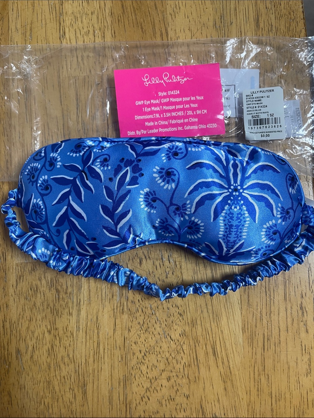 Lilly Pulitzer Royal Blue Floral Satin Sleep Mask, Abaco Blue, Have it Both Rays
